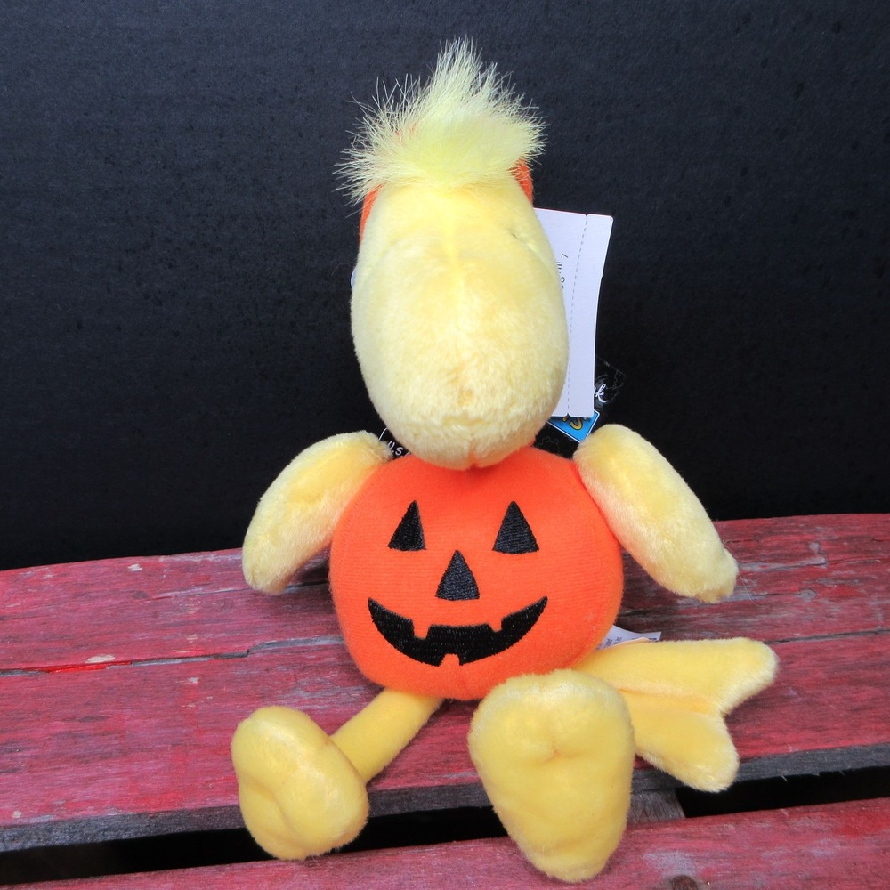 Vtg Hallmark Peanuts Woodstock Halloween Pumpkin Plush Stuffed Animal Toy 2015